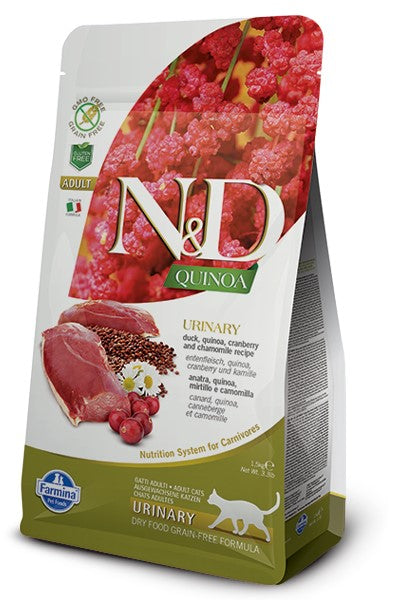 Farmina N&D Quinoa Functional Duck, Quinoa, Cranberry & Chamomille Urinary Adult Cat Recipe 3.3lb - Poudre Pet and Feed Supply